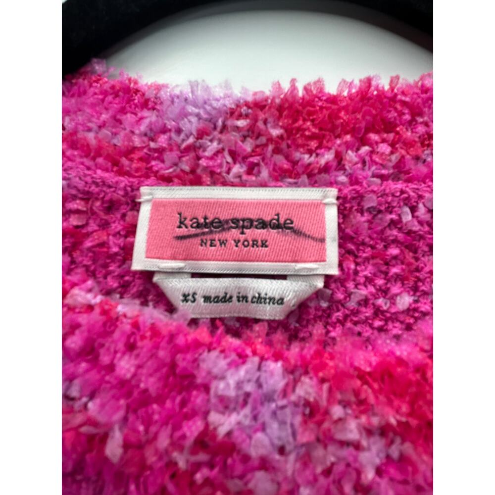 Kate Spade Fuzzy Tweed S/S Sweater Pink/Purple Women XS NWOT - Picture 2 of 5